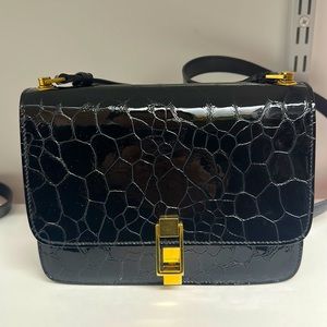 YSL Le Carre Satchel in Croc patent